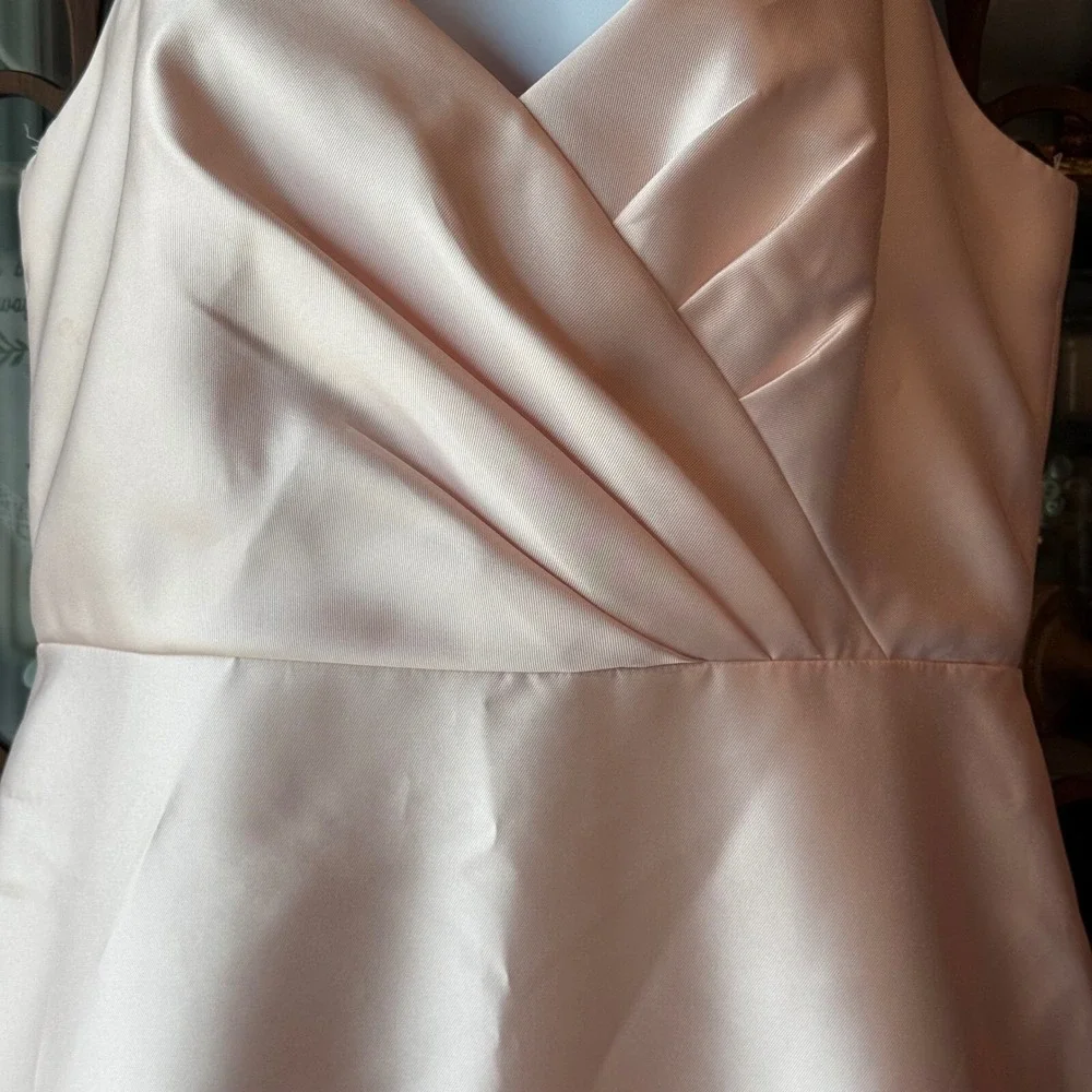 ALFRED SUNG Long Evening Gown Formal Cocktail Bridesmaid Dress Size 12 Blush - Picture 3 of 9